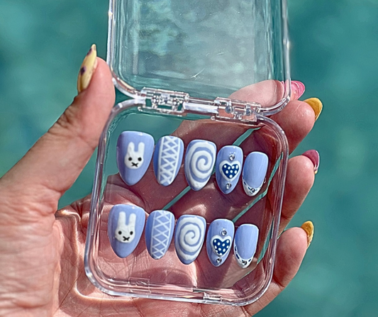 Blue Bunny Press on Nails
